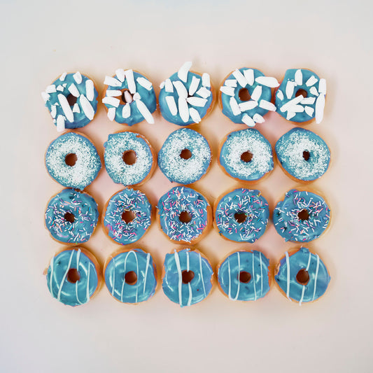 20 blauwe mini donuts